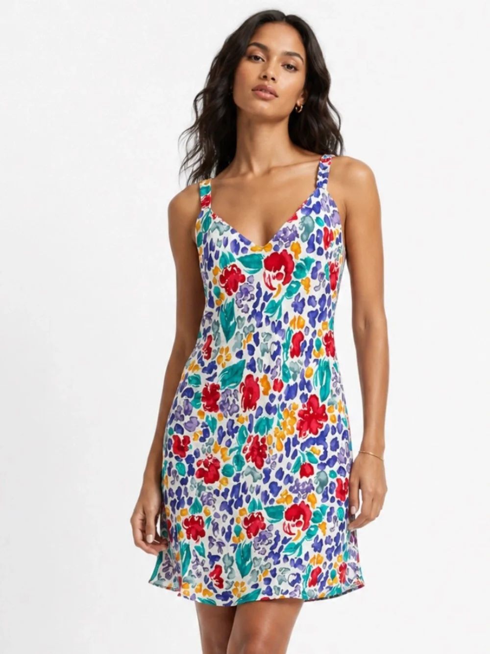 VINTAGE NEIMAN MARCUS 100% Silk Floral Slip Dress Size M